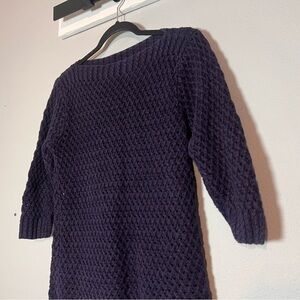 Lauren Ralph Lauren Pullover Sweater Linen Cotton Blend Size Large Cropped Navy